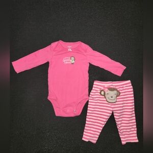 Carter's 2-Piece Monkey Lil Sweetheart Onsie & Pants Set 6mo